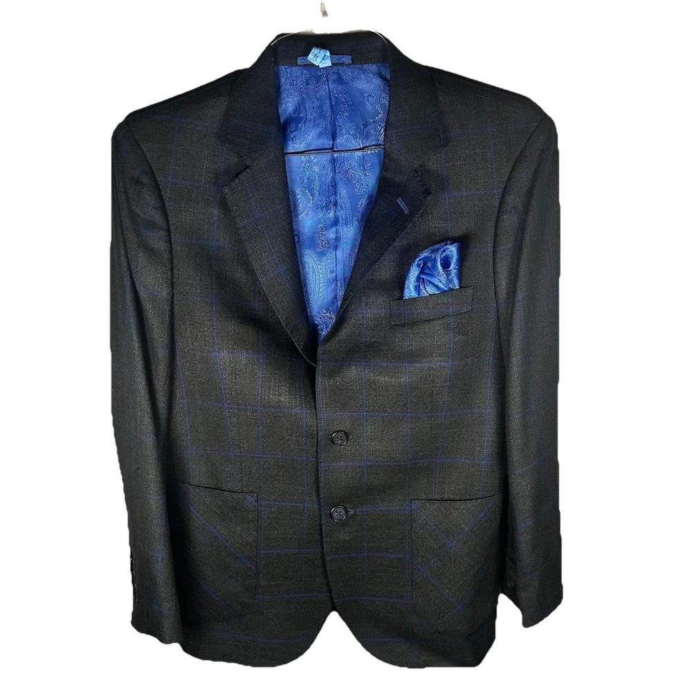 Richards Bespoke Men's Wool Sport Coat Blazer‎ Custom-fit Tailored EUC 36 Short